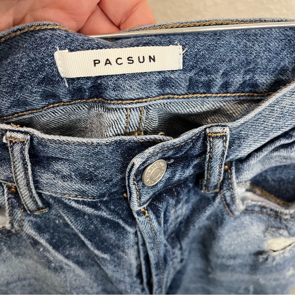 PacSun Ultra High Rise Slim Distressed Knee Holes Med Wash Jeans Womens Size 24 - Picture 9 of 12